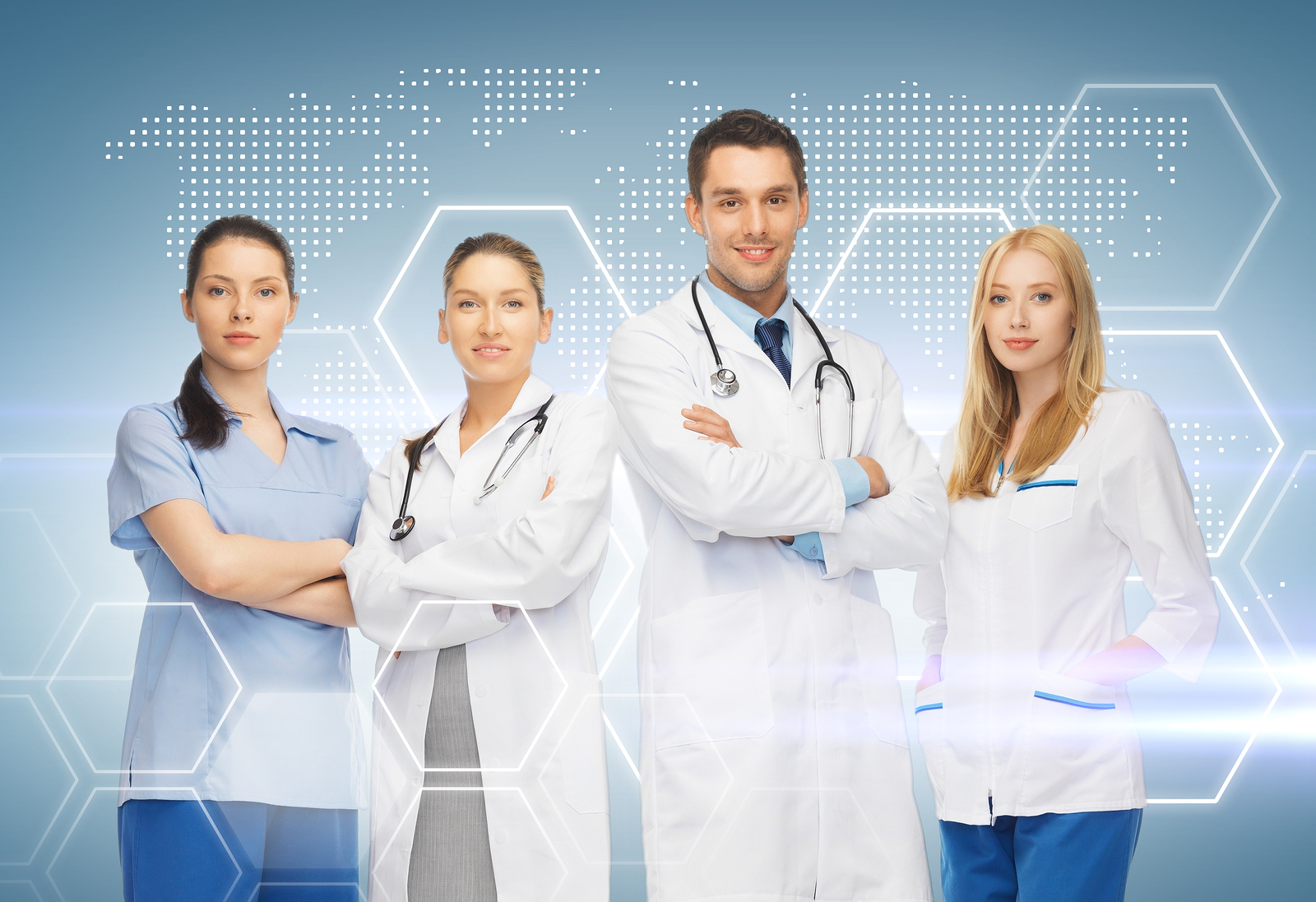 healthcare and medicine concept - young team or group of doctors